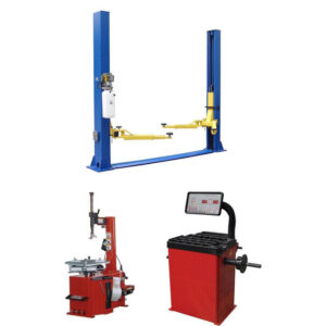TUXEDO TP9KACX 9,000 LB 2 POST LIFT, TC-530 TIRE CHANGER, WB-953-B WHEEL BALANCER COMBO PACKAGE